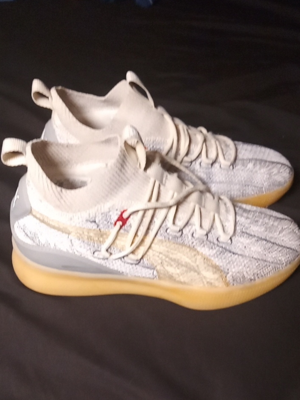 Men's Cream Knit High-Top Sneakers with Gum Outsole